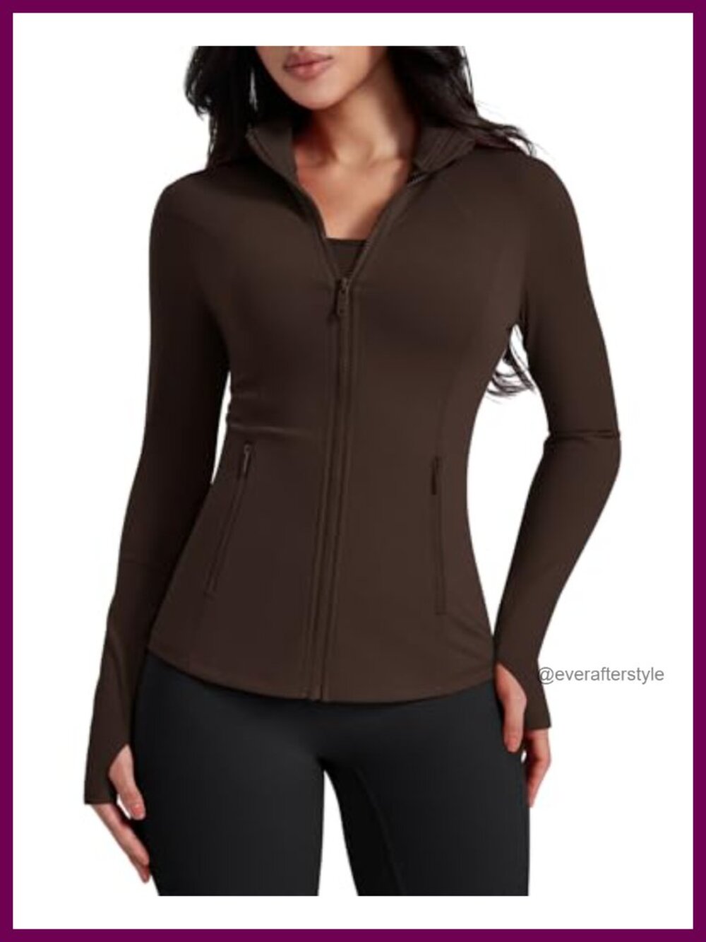 AVGO Women's Lightweight Zip Up Athletic Jacket Running Gym Top Thumbholes